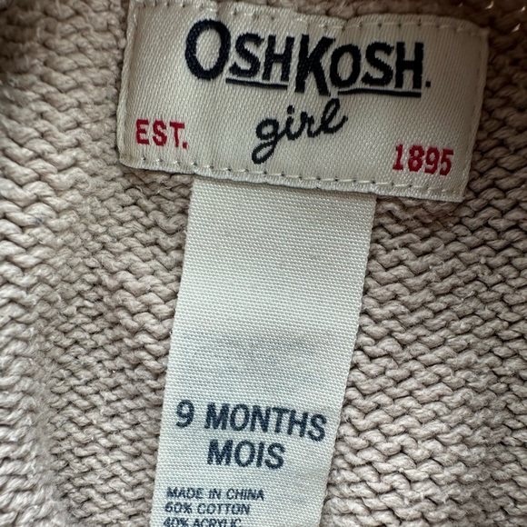 Oshkosh 9 Month Girls Beige Knit Button Sweater Cardigan - Picture 4 of 5